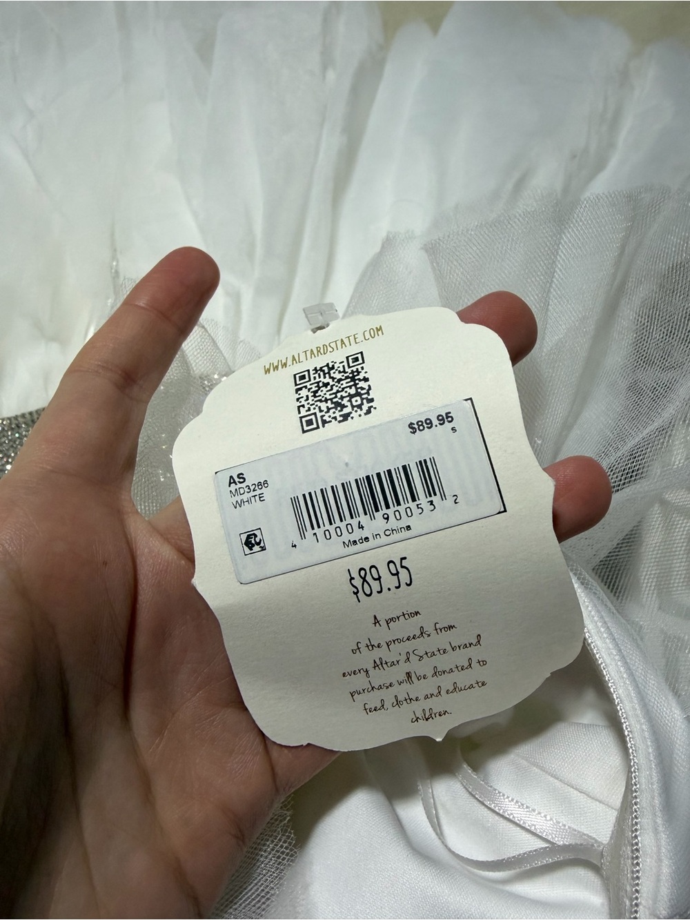 Altar’d state NWT White Tulle Party Dress with Rhinestone Waist small MSRP$90 - Picture 12 of 12
